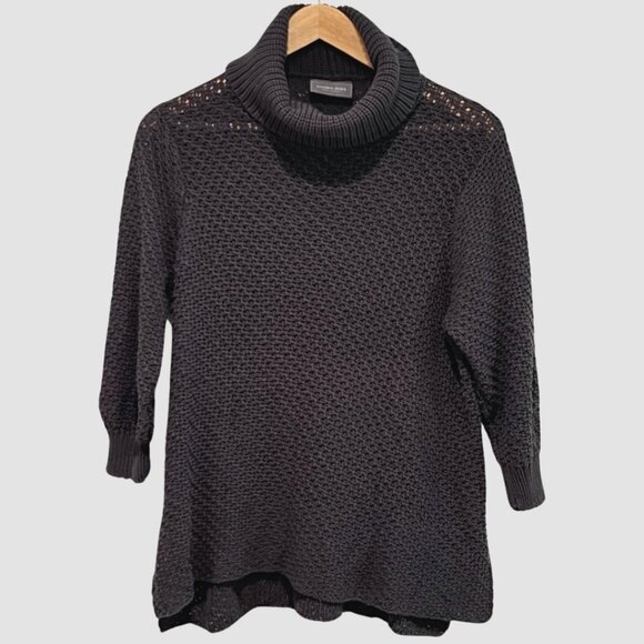 Wooden Ships | Grey Cowlneck Cotton Blend Open Knit Sweater M/L - Picture 1 of 5
